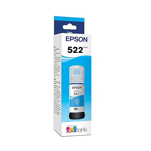 Epson 522 EcoTank Ink Ultra-high Capacity Bottle Cyan (T522220-S) Works with ET-2400, 2720, 2800, 2803, 2840, 4700, 4800, 4810