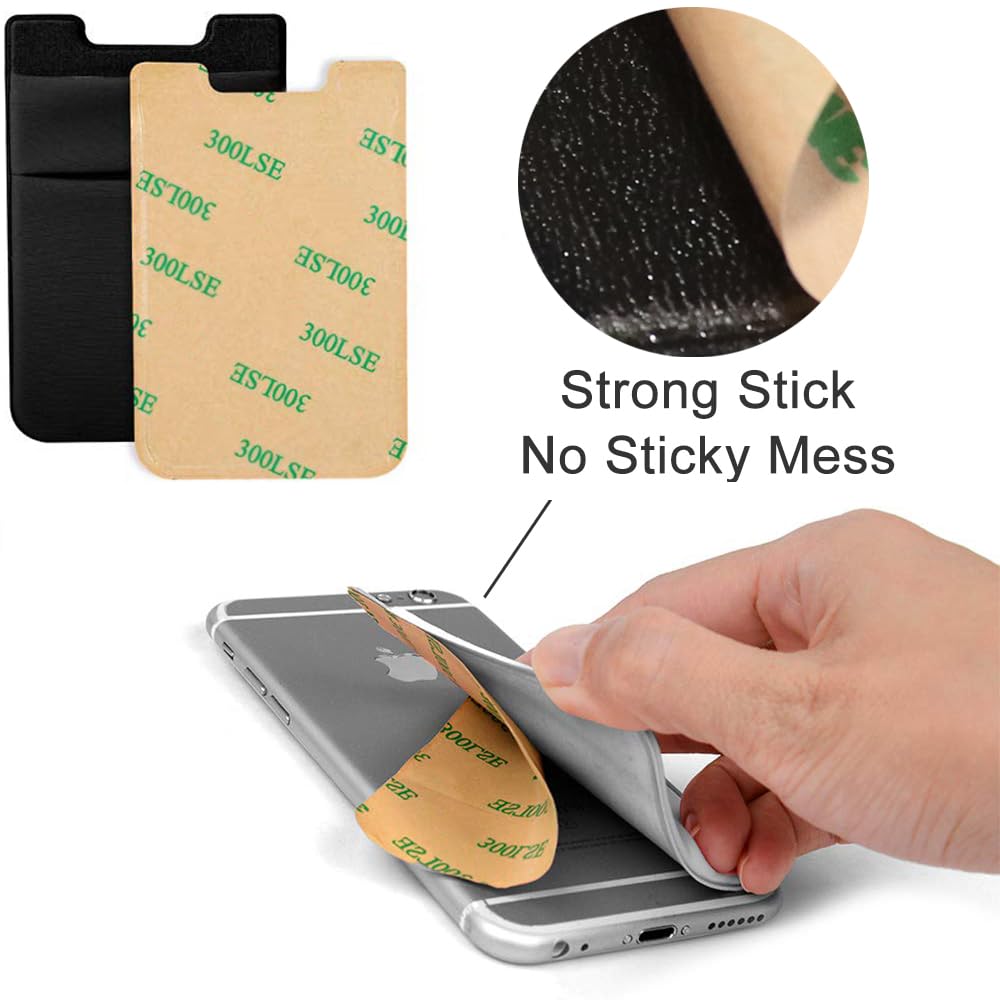 Hoblaze Phone Card Holder Stretchy Wallet Pocket Credit Card ID Case Pouch Sleeve Adhesive Sticker Compatible with iPhone Samsung Galaxy Android