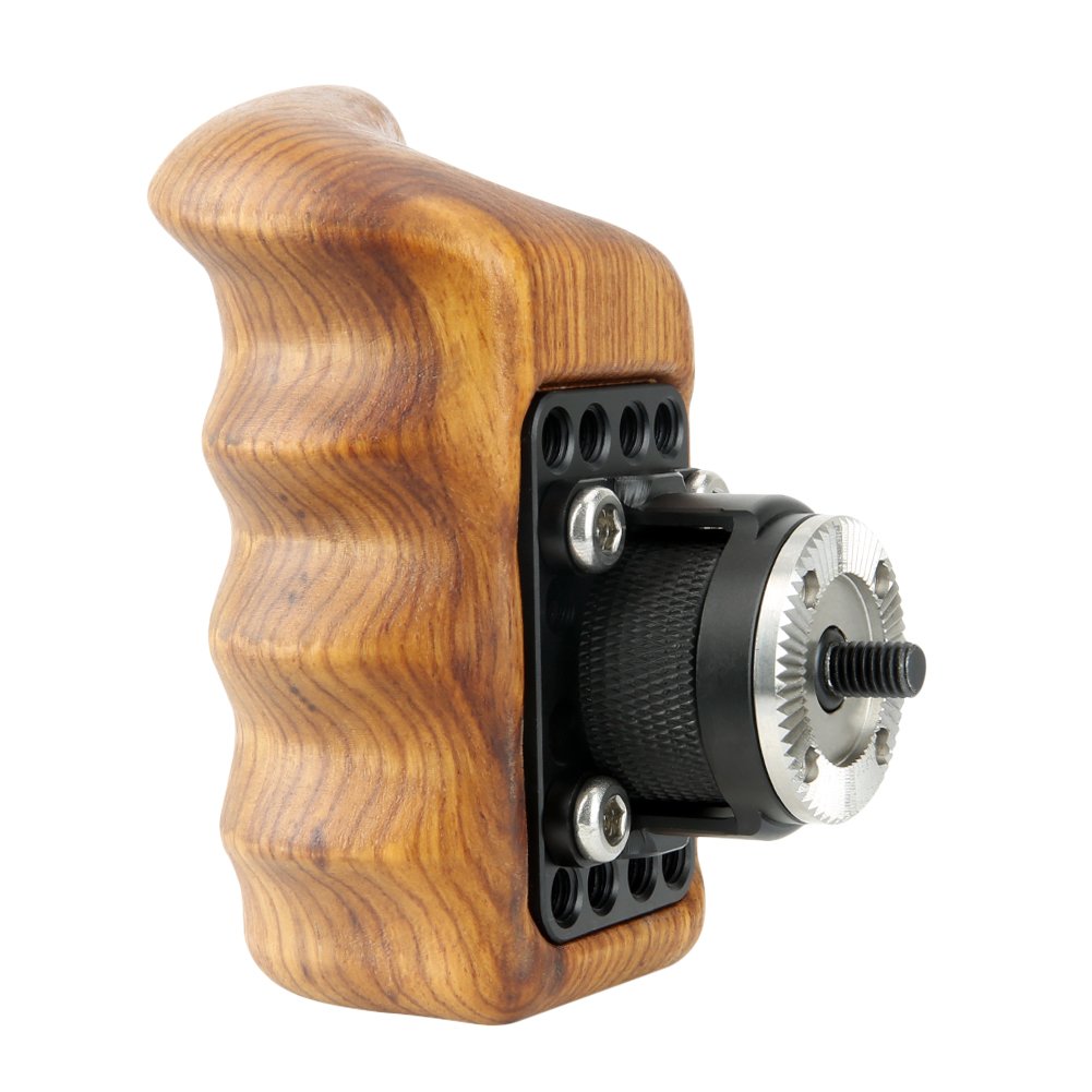 NICEYRIG Wooden Handle Grip with Rosette Mount (Right Side) Applicable for Nikon Panasonic Canon Camera Cage Rig, Shoulder Mount Support Rig