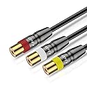 J&D RCA Cable, Heavy Duty 3 RCA Male to Female AV Extension Cable, Copper Shell, Audio Video Components Compatible with Set-Top Box, Speaker