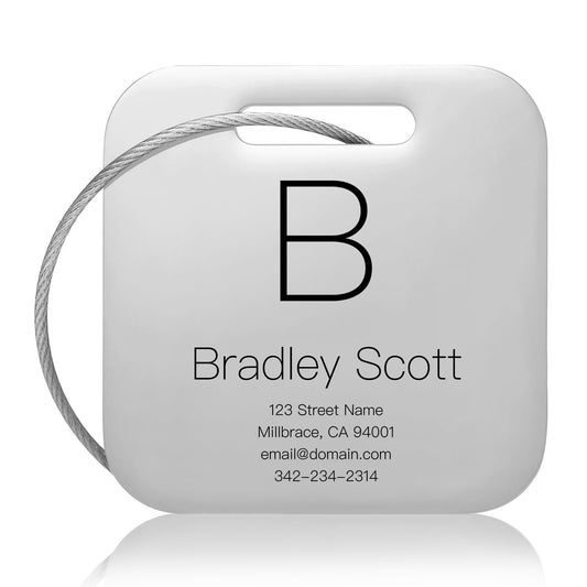 KCULE Customized Stainless Steel Luggage Tags: Personalize Your Suitcases, Backpacks, and Bags with Your Text (Silver)