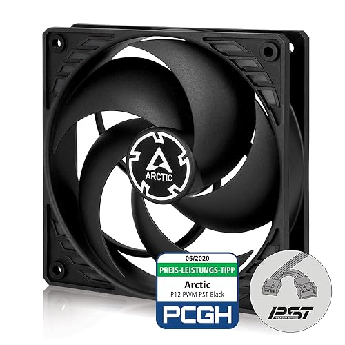 ARCTIC P12 PWM PST - PC Fan, 120mm Case Fan with PWM Sharing Technology (PST), Pressure-optimised, Quiet Motor, Computer, Fan Speed: 200-1800 RPM (0