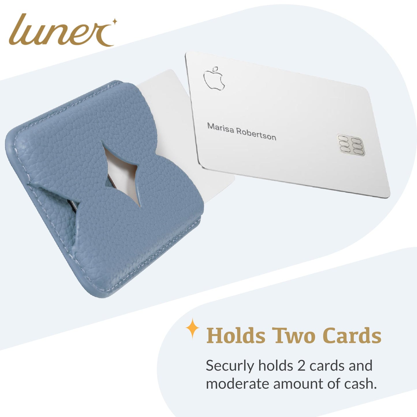 Luner - Leather Magnetic Card Wallet Compatible with Magsafe - for iPhone 17, 16, 15, 14, 13, 12 series - Holds 2 cards - Made of Vegan Leather