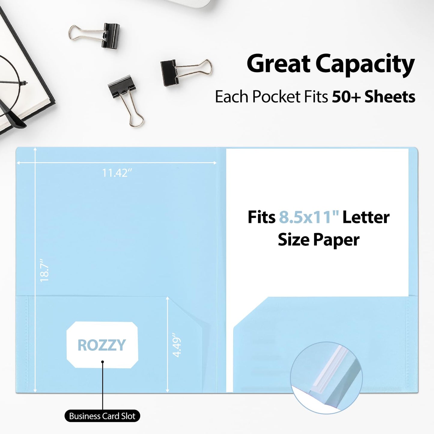 Plastic Folders with Pockets, 2 Pocket, Letter Size