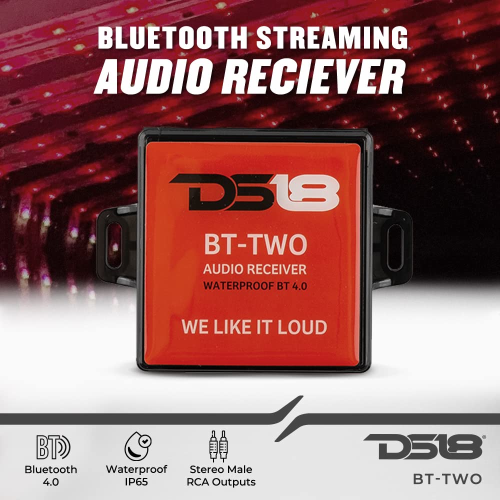 DS18 BT-Two Bluetooth Receiver - IP65 Waterproof Rated, BT 4.0, Remote Trigger Output, Stero Male RCA Output - Allows Connect & Play Integration