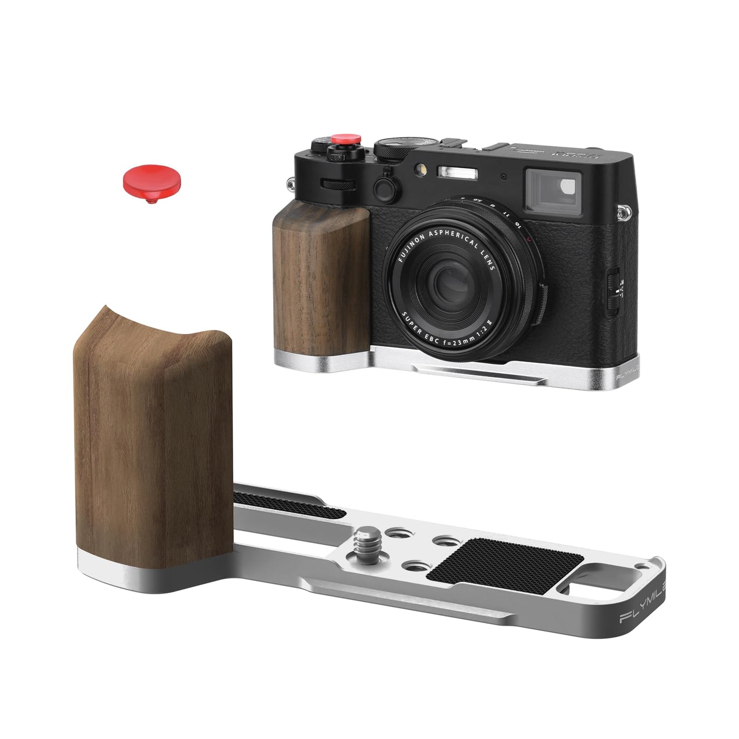 BRDRC Handle Grip for FUJIFILM X100VI, L-Shape Grip Mount with 1/4 Screw Adapter & Arca Quick Release Plate & Shutter Button for Fuji X100VI Camera
