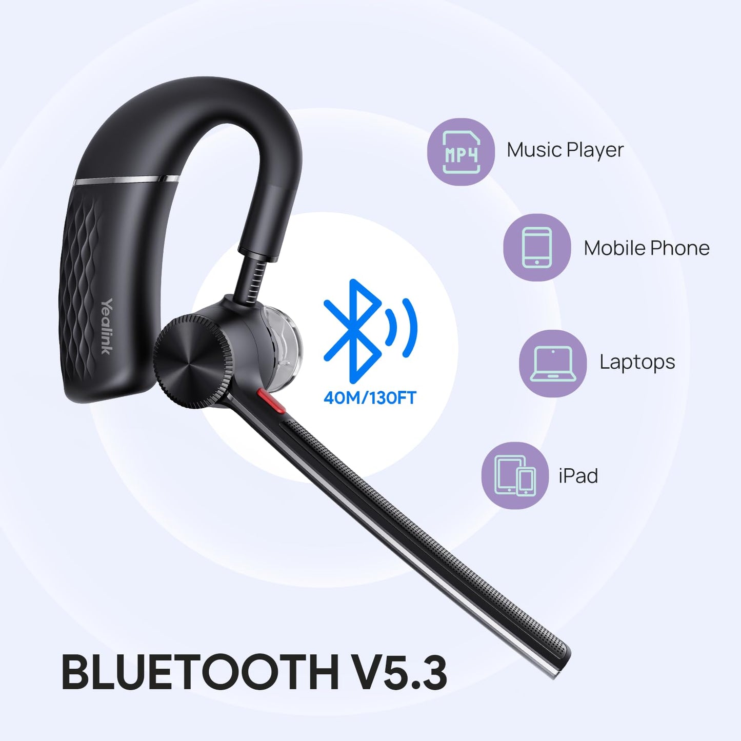 Yealink Bluetooth Headset BH71 Pro,Teams Zoom Certified,Single Ear Wireless Headset with Charging Case,Bluetooth Earpiece with Noise Canceling