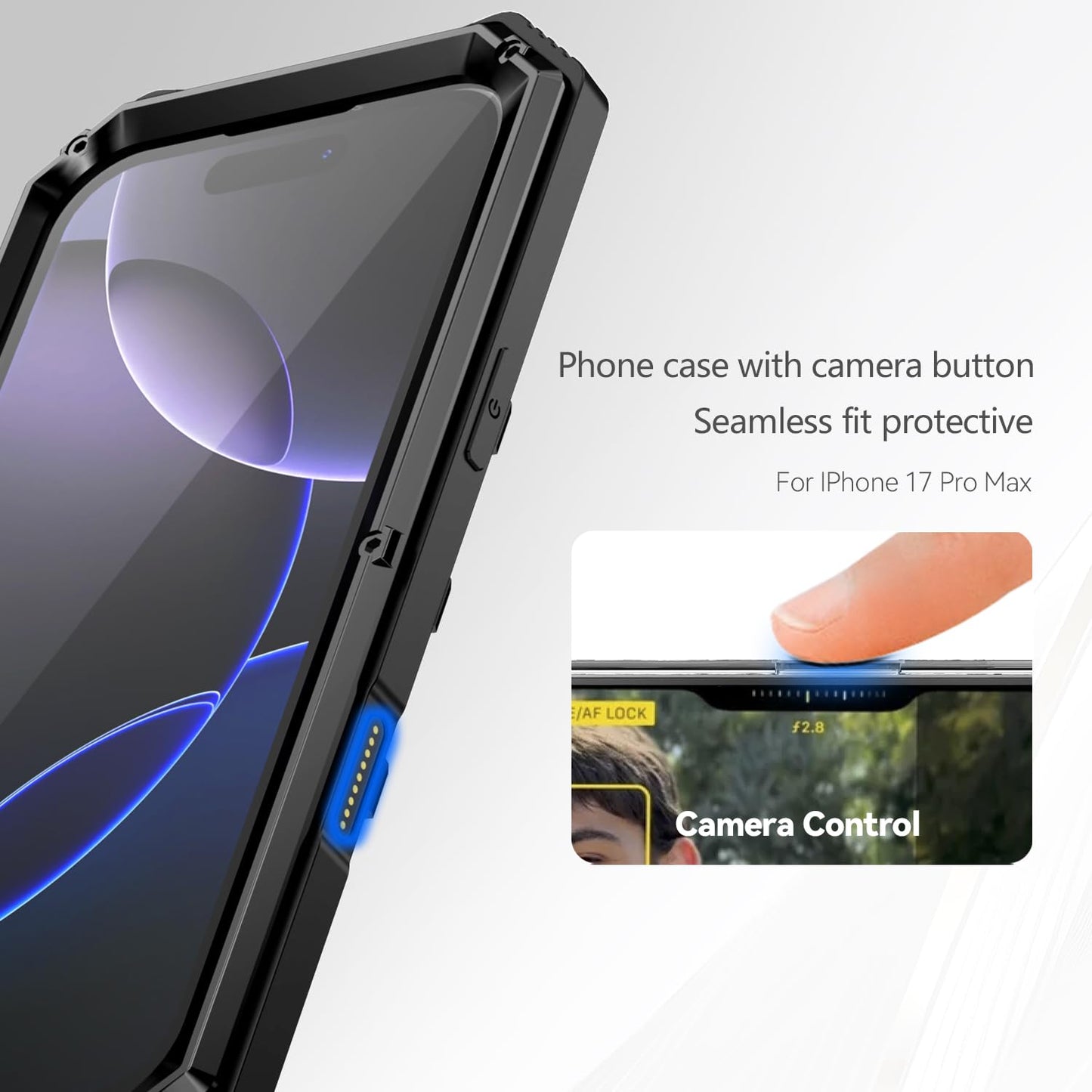Simicoo Military Metal Heavy Duty Case Compatible with iPhone 17 Pro, Drop Protection Rugged Defender Metal Bumper Screws Phone Cover with Stand