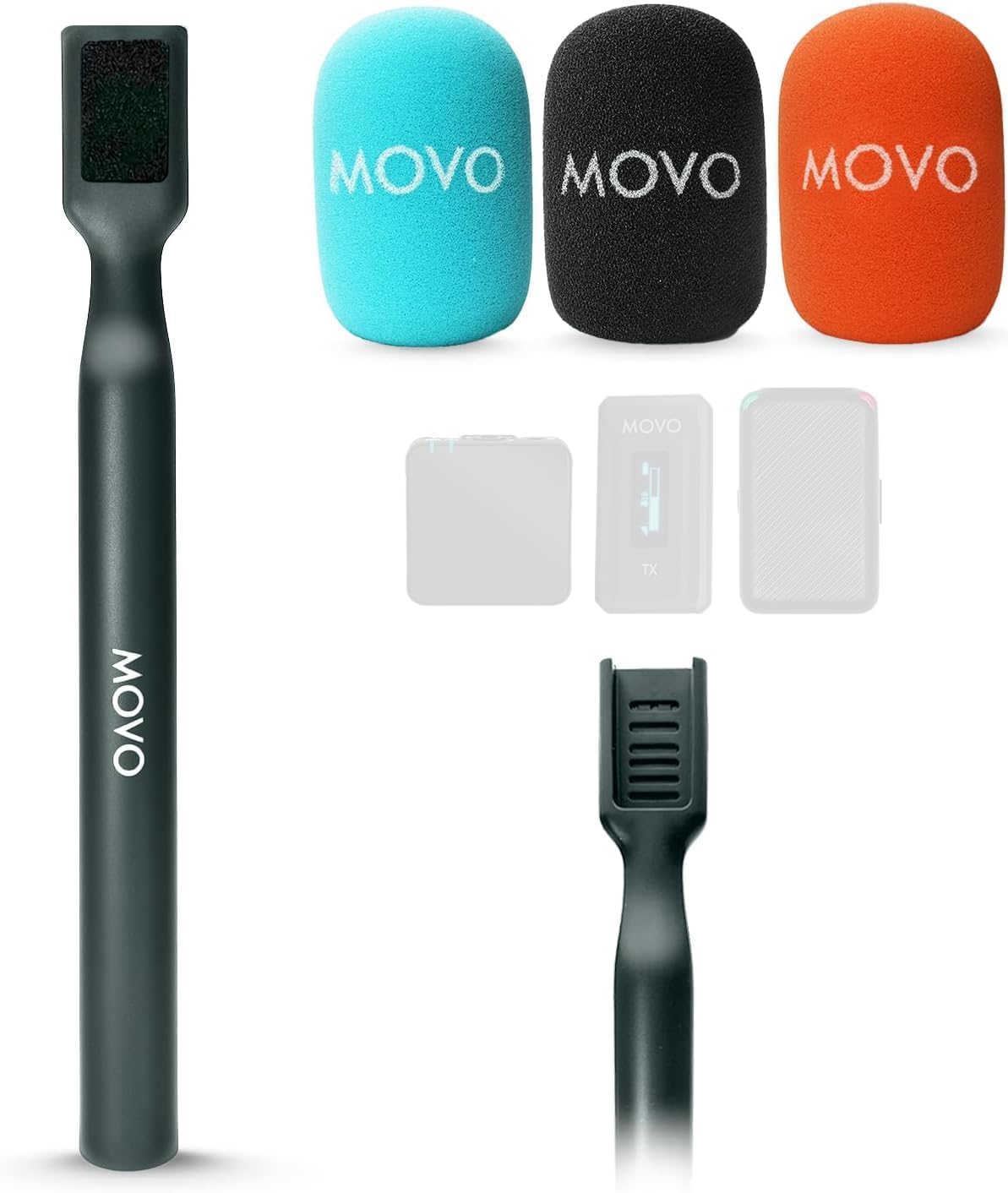 Movo WMX-HM Mic Handle for DJI Mic, Rode Wireless GO, Hollyland Lark, and More - Wireless Interview Microphone Handle - Wireless Lav Mic Adapter for