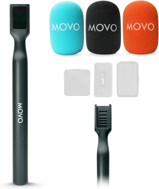 Movo WMX-HM Mic Handle for DJI Mic, Rode Wireless GO, Hollyland Lark, and More - Wireless Interview Microphone Handle - Wireless Lav Mic Adapter for