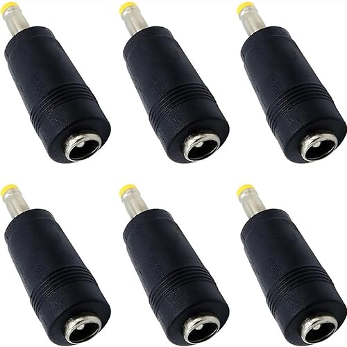 ZXUEZHENG 6Pcs DC Power Connector 5.5x2.1mm Female Jack to 4.0x1.7mm Male Adapter Barrel Connector,Yellow