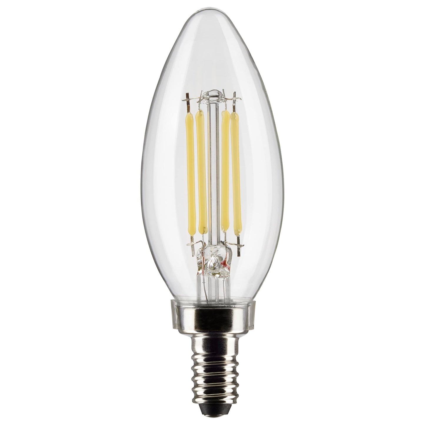 Satco S21274 5.5W LED B11 Clear Candelabra Bulb, 3000K Warm White, 6 Pack