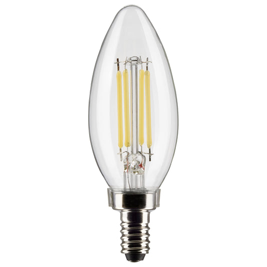 Satco S21274 5.5W LED B11 Clear Candelabra Bulb, 3000K Warm White, 6 Pack
