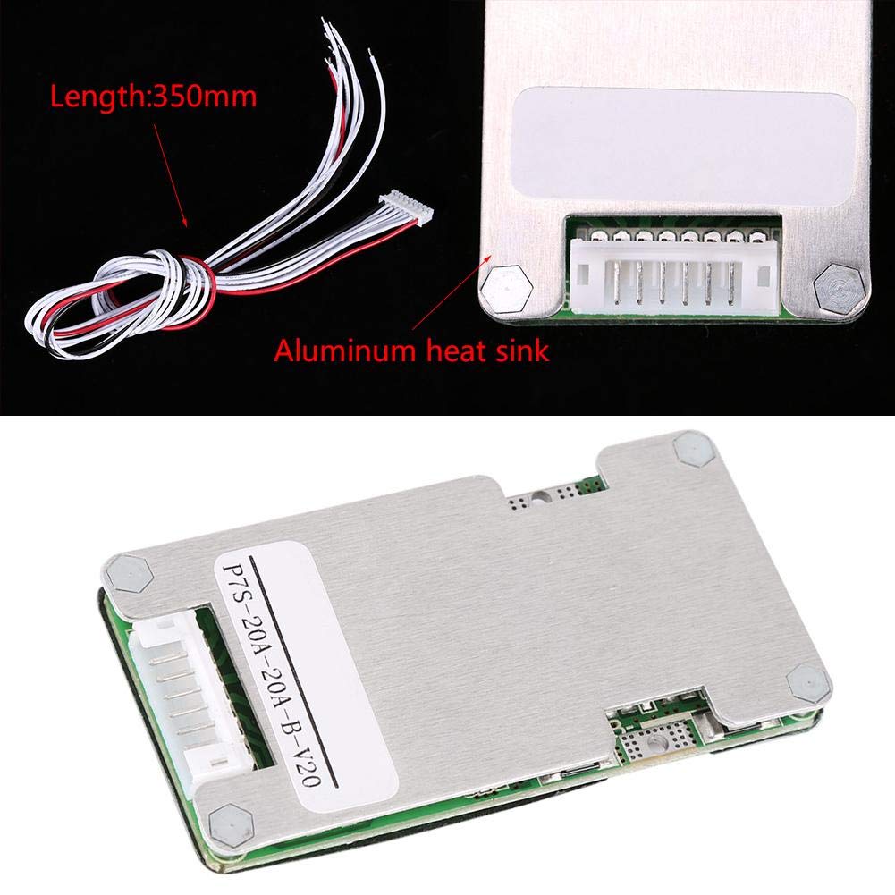 Yanmis 24V 20A 7S Lithium Battery Board with Balancing Function, Micro SATA Plug, Grey