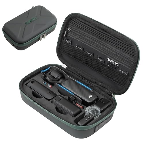 SUREWO Osmo Pocket 3 Case, Portable PU Storage Protective Bag for DJI Osmo Pocket 3 Standard kit and DJI Osmo Pocket 3 Power Expansion Combo