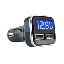 Jebsens 4.8A 24W Dual USB Car Charger Volt Meter Car Battery Monitor with LED Voltage & Amps Display, Cigarette Lighter Adapter, Compatible
