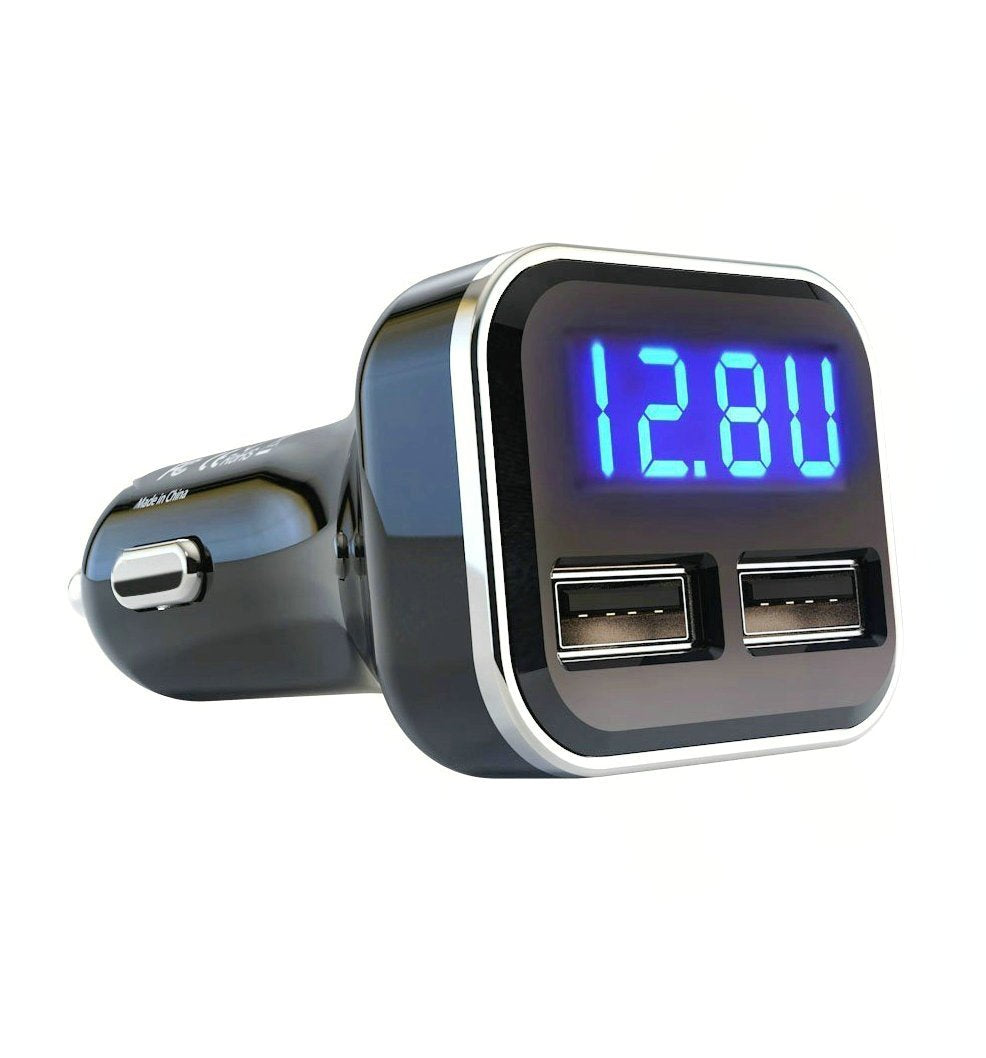 Jebsens 4.8A 24W Dual USB Car Charger Volt Meter Car Battery Monitor with LED Voltage & Amps Display, Cigarette Lighter Adapter, Compatible