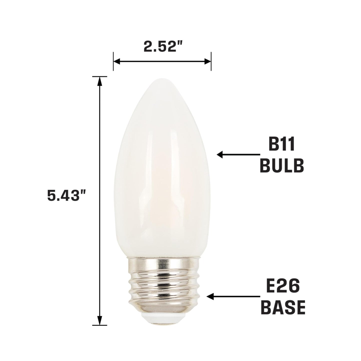 Westinghouse 5315020 4.5 Watt (60 Watt Equivalent) B11 Dimmable Frosted Filament LED Light Bulb, Medium Base, 6 Pack