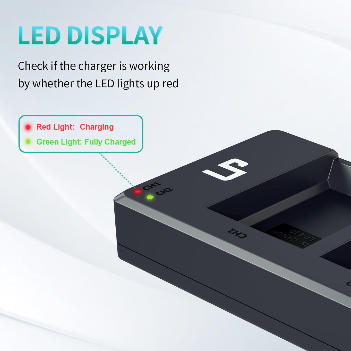 LP LP-E10 Battery Charger Pack, 1600mAh 2-Pack Battery & Dual Slot Charger, Compatible with Canon EOS Rebel T7, T6, T5, T3, T100, 4000D, 3000D, 2000D