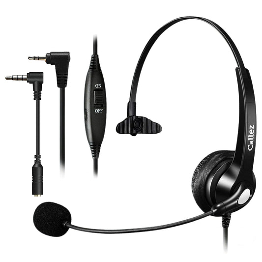 Callez 2.5mm Cordless Phone Headset with Microphone, Telephone Headphone Compatible with Uniden Panasonic VTech AT&T Cisco SPA RCA Dect Cordless