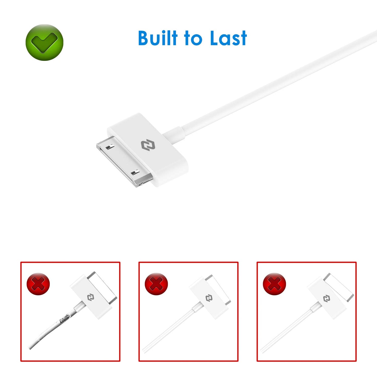 JETech USB Sync and Charging Cable Compatible iPhone 4/4s, iPhone 3G/3GS, iPad 1/2/3, iPod, 3.3 Feet, 2-Pack