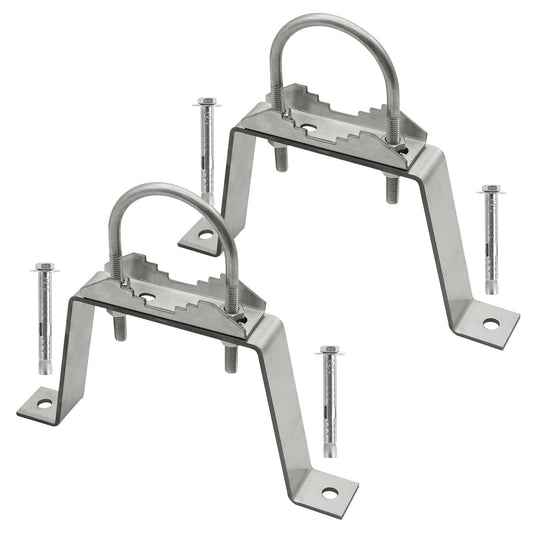 CYANTEKOMS 2Pack Antenna Wall Mount, 4'' Heavy-Duty Antenna Mast Clamp Accessories Kit with 2 Brackets & lags Bolts for TV Antenna Mast