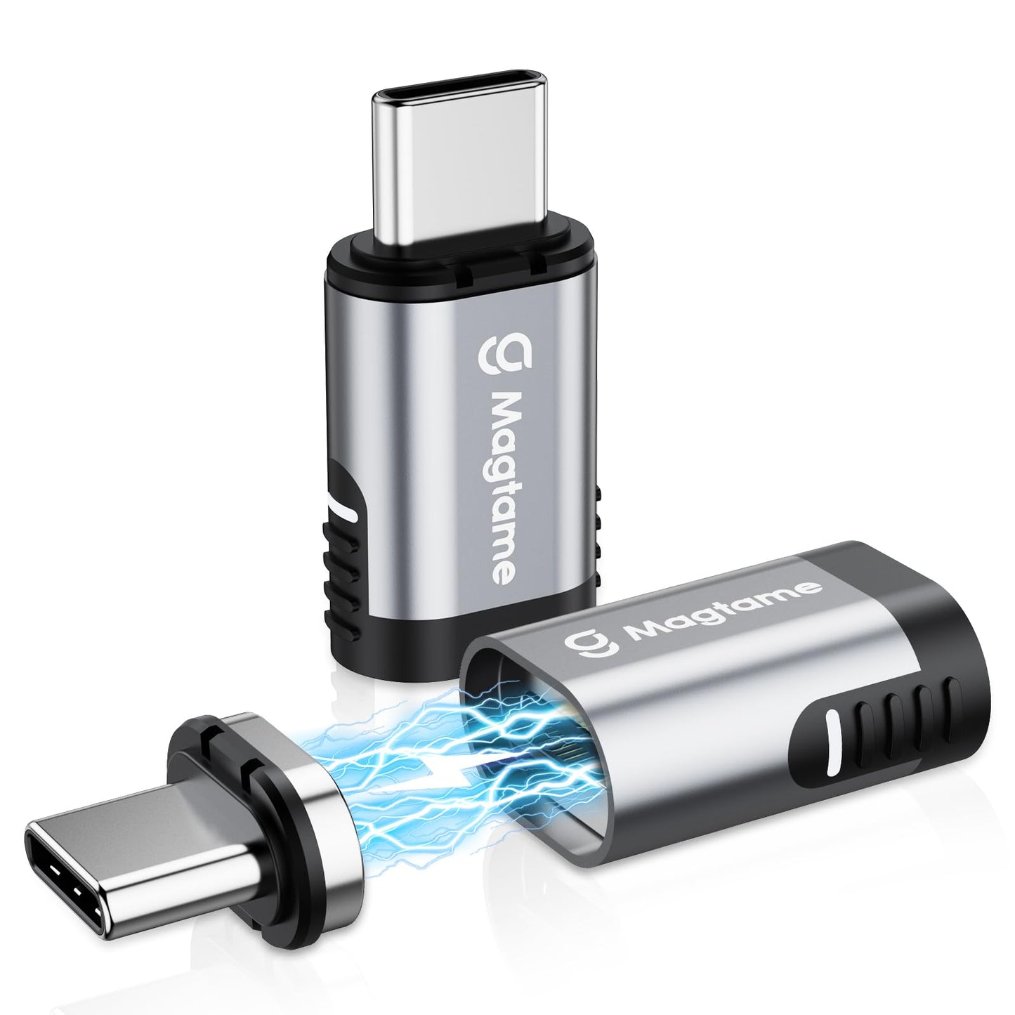 Magtame 2Pack 24Pin Magnetic USB C Adapter 240W Straight, (40Gbps and 4K Video) USB C Extender C Male to C Female Adapter, Port Protection for USB 4