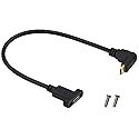 AAOTOKK Up&Down Angle 3.1Type C Gen 2 Cable (3A) 90 Degree USB 3.1 Type C Male to Female Panel Mount Screw Cable, Supports Charging,Data,Audio,Video