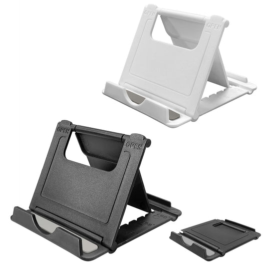 POQOD 2 Pack Cell Phone Stand, Foldable Phone Holder for Desk Compatible with Phone 15 14 13 12 11 Pro Xs Xs Max Xr X 8, Nintendo Switch, All Phones