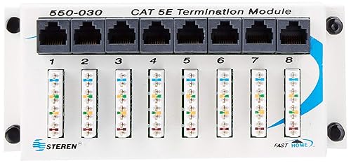 Steren 8 Port Network Hub - FastHome Cat 5E Termination Data Hub Module - High-Speed Network Connector for Home & Office