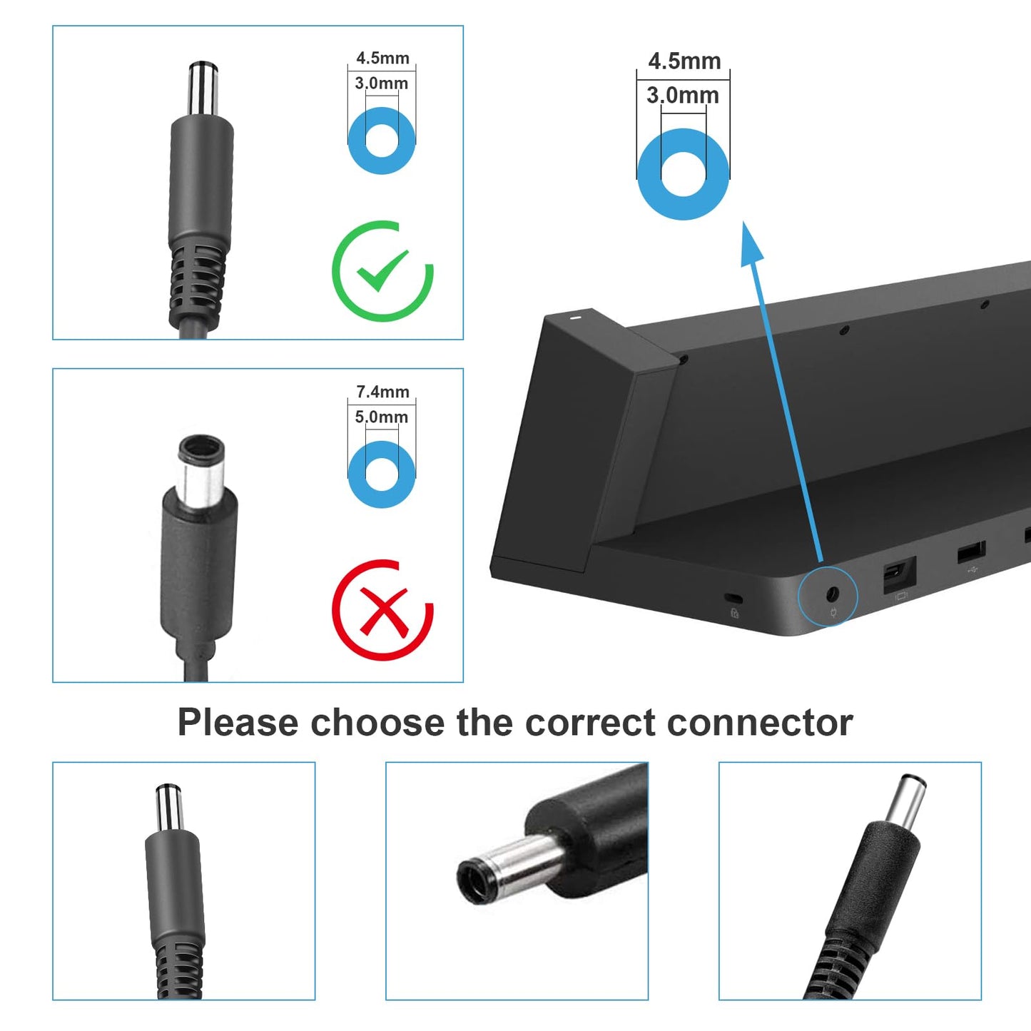 12V 4A Power Supply Cord Charger for Microsoft Surface Pro 3 Docking Station, Windows Laptop Tablet Dock AC Adapter Transformer Model 1627 1664