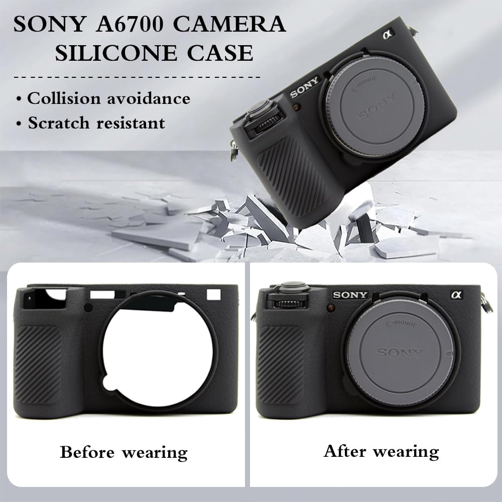 HUADU Screen Protector (2+1Pack) Compatible for Sony Alpha 6700,Tempered Glass Film Anti-Scratch High Definition and Soft Silicone Case for Sony A6700