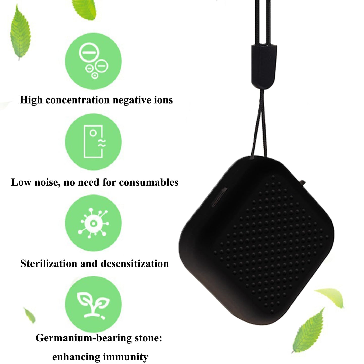 HAIEGACR Portable Wearable Air Purifier Necklace for Travel, Personal Ionic Air Cleaner, USB Rechargeable Mini Air Purifier for Office, Car & Outdoor