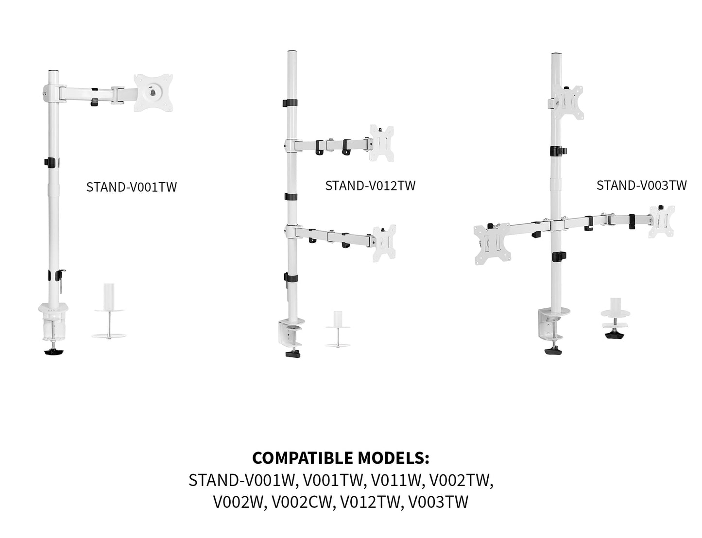 VIVO White Steel Extra Tall 3 Section Monitor Stand Pole 39 inches, Sturdy Center Pole for Monitor Mounts, PT-SD-PL01BW