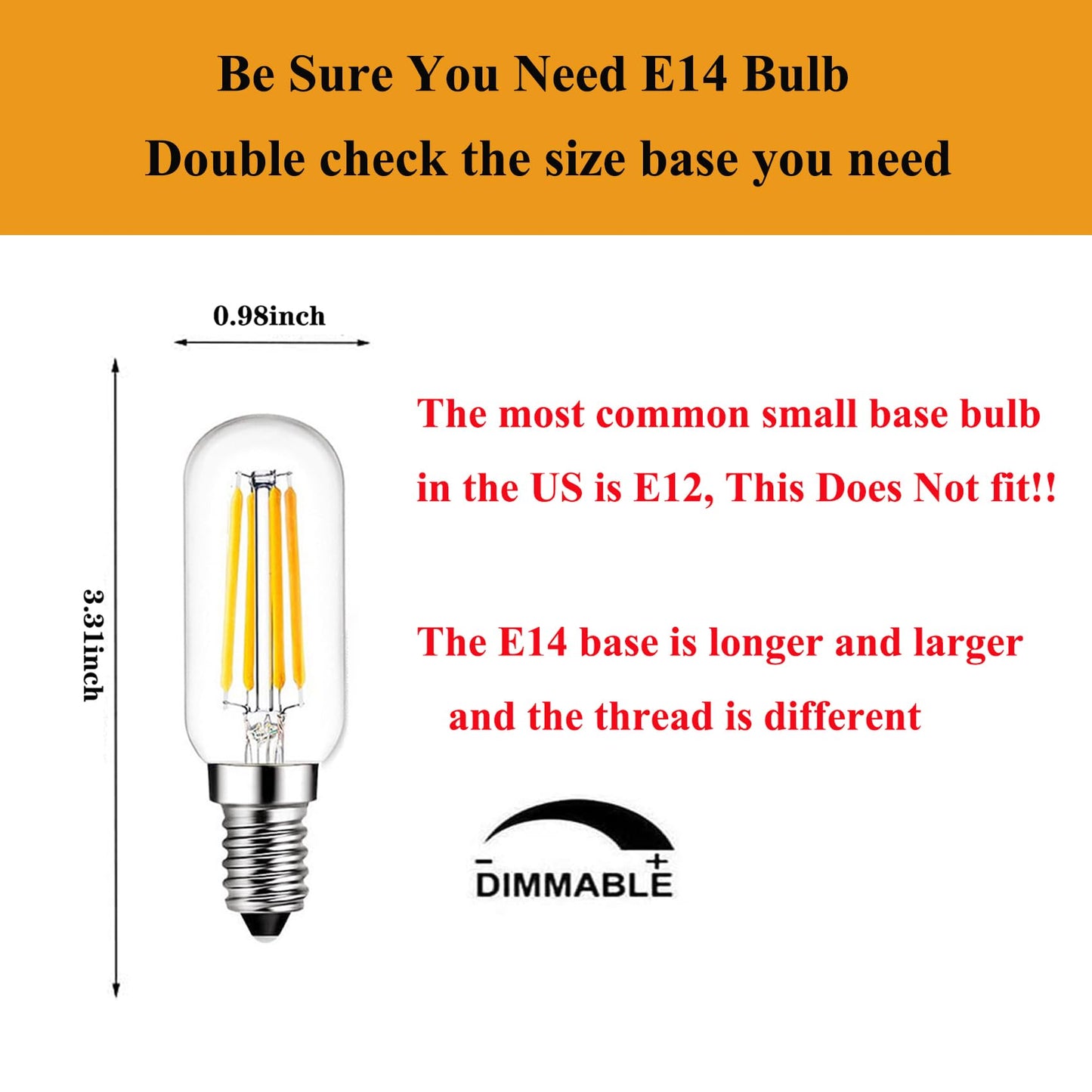 SHUWDKAR E14 LED Bulb Dimmable 40 Watt Equivalent 3000K European Base