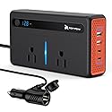 RoyPow 300W Car Power Inverter, DC 12V to 110V AC Power Inverter with Cigarette Lighter Port, Car Plug Adapter Outlet with 3.4A USB-A, QC3.0 24W, PD