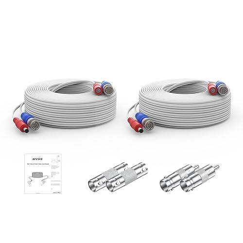 ANNKE 2 Pack Security Camera Cable 30M/100ft All-in-One BNC Video Power Cables, Extension Wire Cord for CCTV Cams DVR Surveillance System with 2X