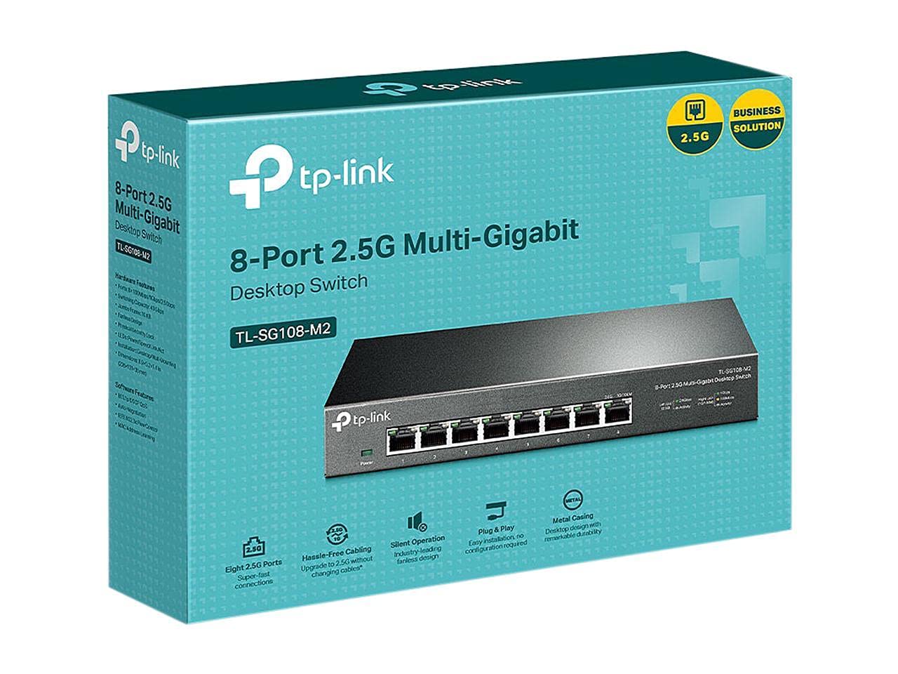 TP-Link TL-SG108-M2 - 8 Port Multi-Gigabit Unmanaged Network Switch, Ethernet Splitter, ??.?????? Bandwidth, Plug & Play Desktop/Wall-Mount Fanless Metal