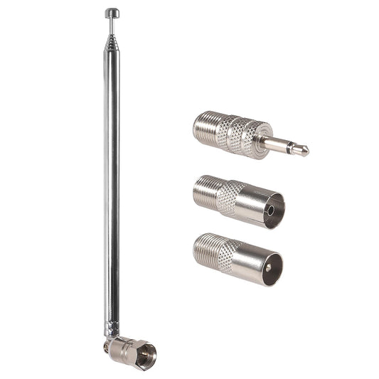 AEDIKO FM Telescopic Antenna 75 Ohm FM Antenna F-Type Male Plug with 3pcs Connector for Indoor TV AM FM Radio Stereo Receiver