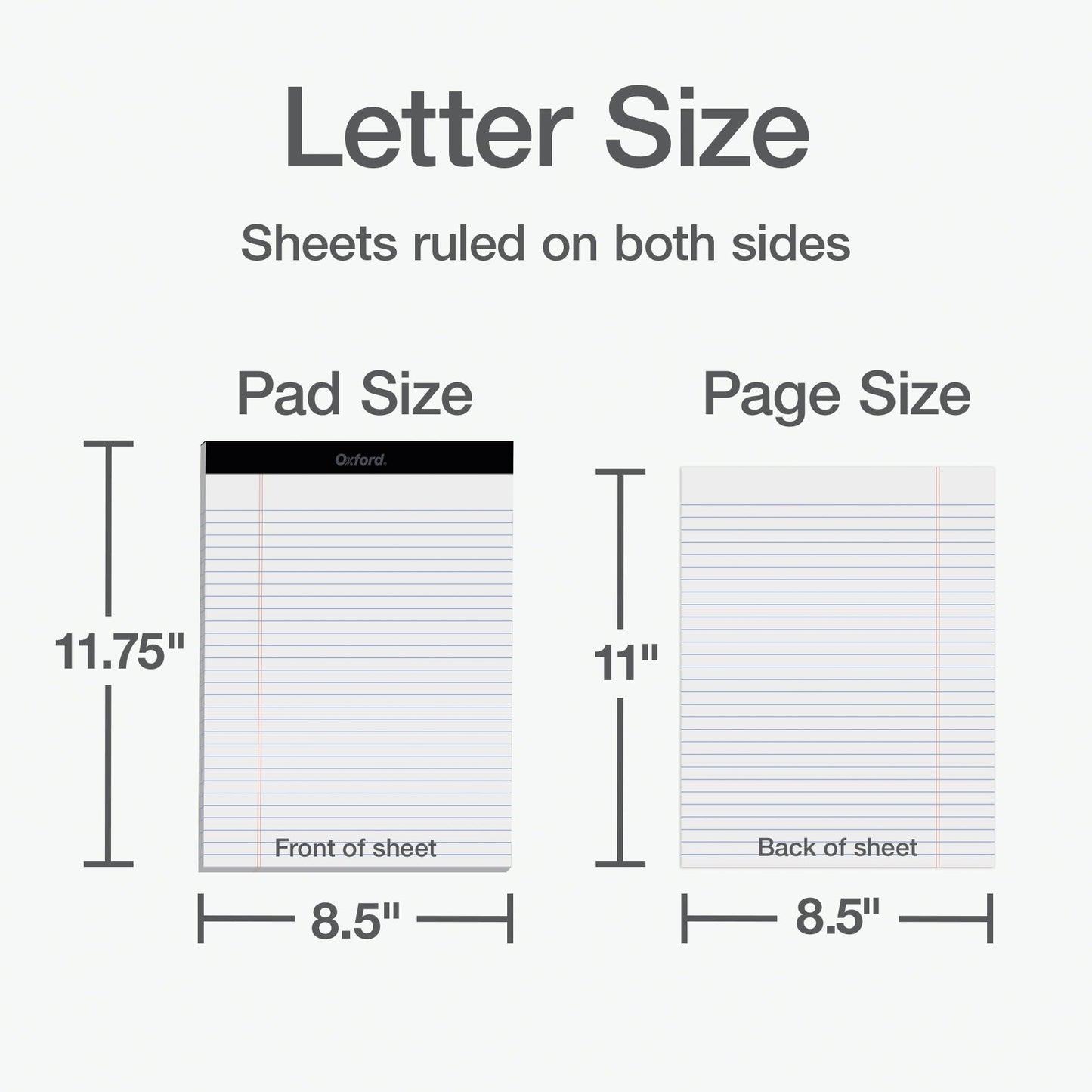 Oxford 8.5 x 11.75 Inch Legal Pads, 3 Pack, Wide Ruled on Both Sides, White Paper, 50 Perforated Sheets Per Writing Pad, Proudly Made in the USA