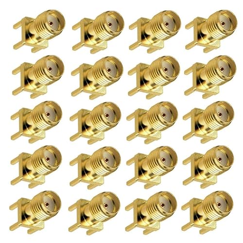 GDQLCNXB 20Pcs SMA Female PCB Panel Edge Mount Connector Straight Solder RF Coaxial Adapter