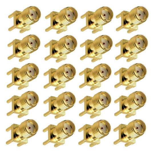 GDQLCNXB 20Pcs SMA Female PCB Panel Edge Mount Connector Straight Solder RF Coaxial Adapter