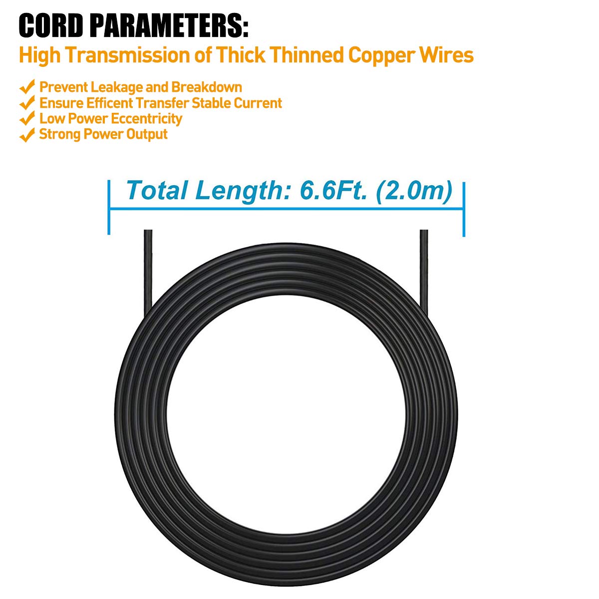 PLUSPOE 6V Power Cord for ProForm Elliptical 6.6 Ft Long AC Power Adapter Supply Charger Smart Strider 480 490 500 600 LE, 390 395 475 510 E, 510 EX…