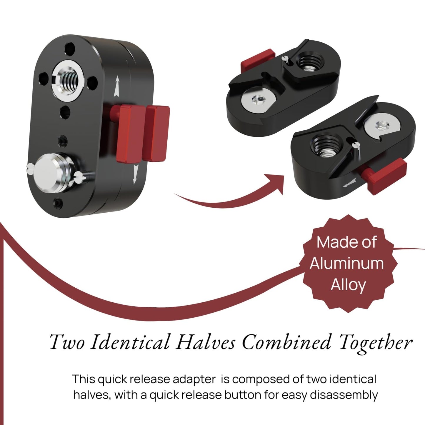 DINESK Mini Lock Quick Release Plates,Quickly and Securely Attach and Detach Accessories with 1/4” or 3/8” Screw for Camera,Monitor,Other Accessories