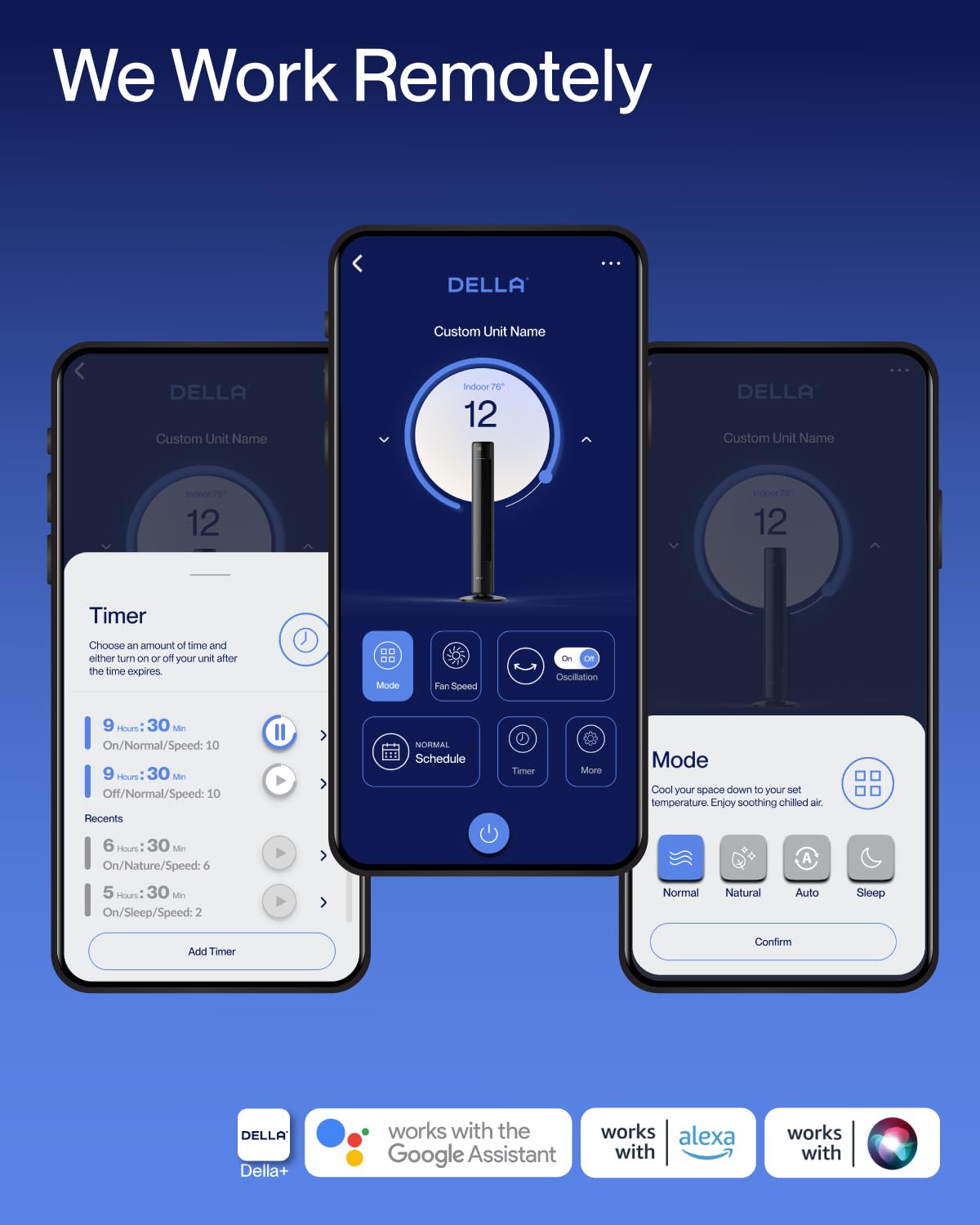 Della 42" Smart Tower Fan, Ultra Quiet 23dB Cooling Fan with 12 Speeds, 90° Oscillating, 28ft/s Airflow, DC Motor, 24H Timer, Voice/App/Remote Control