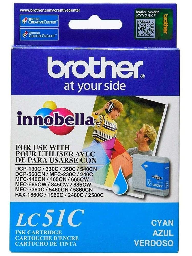 Brother LC51C OEM Ink - DCP 130 330C 350C FAX 1860 1960C 2480C 2580C MFC 230C 240C 440CN 465CN 665CW 685CW 845CW 885CW 3360C 5460CN 5860CN Cyan Ink