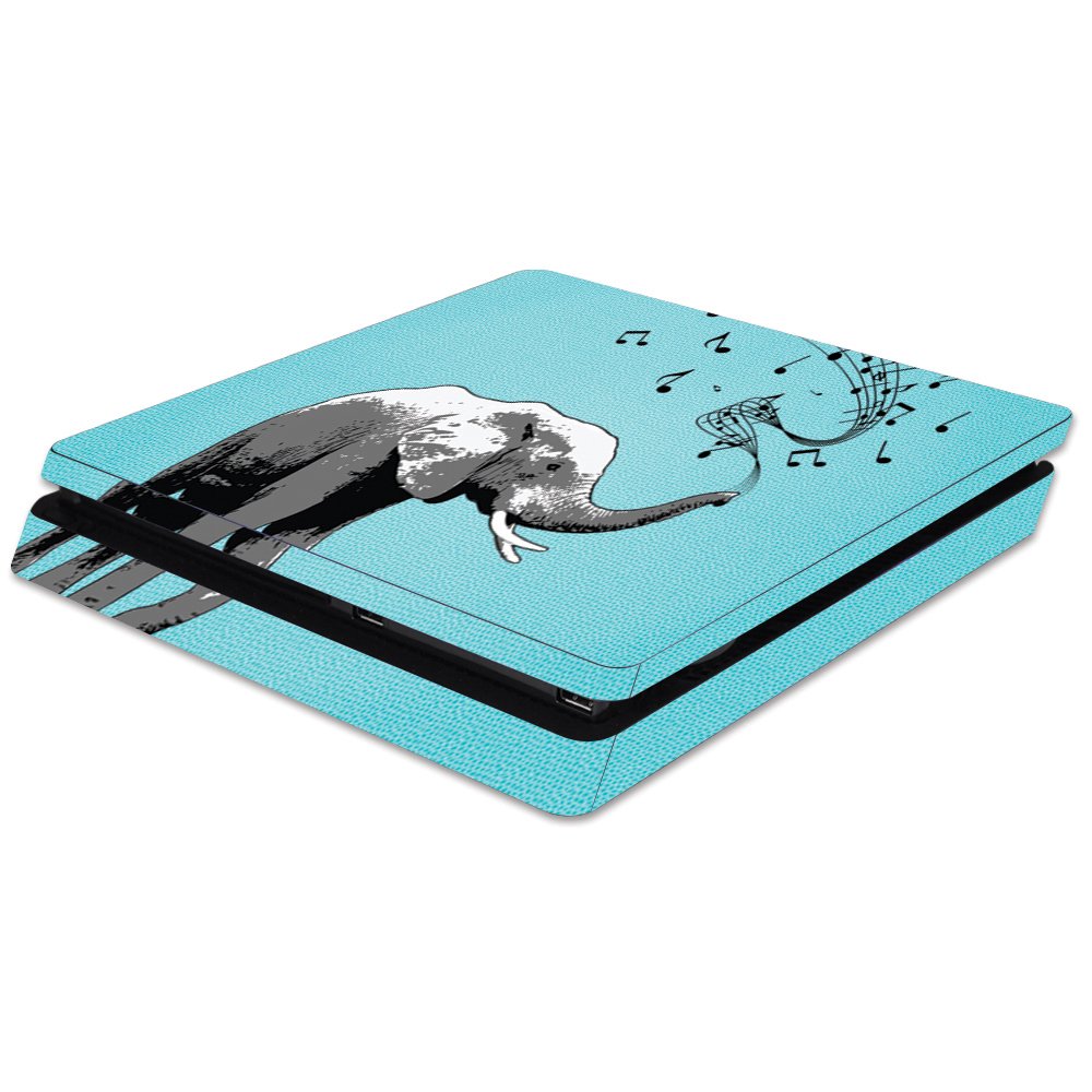 MightySkins Skin Compatible with Sony PS4 Slim Console - Musical Elephant | Protective, Durable, and Unique Vinyl Decal wrap Cover | Easy to Apply