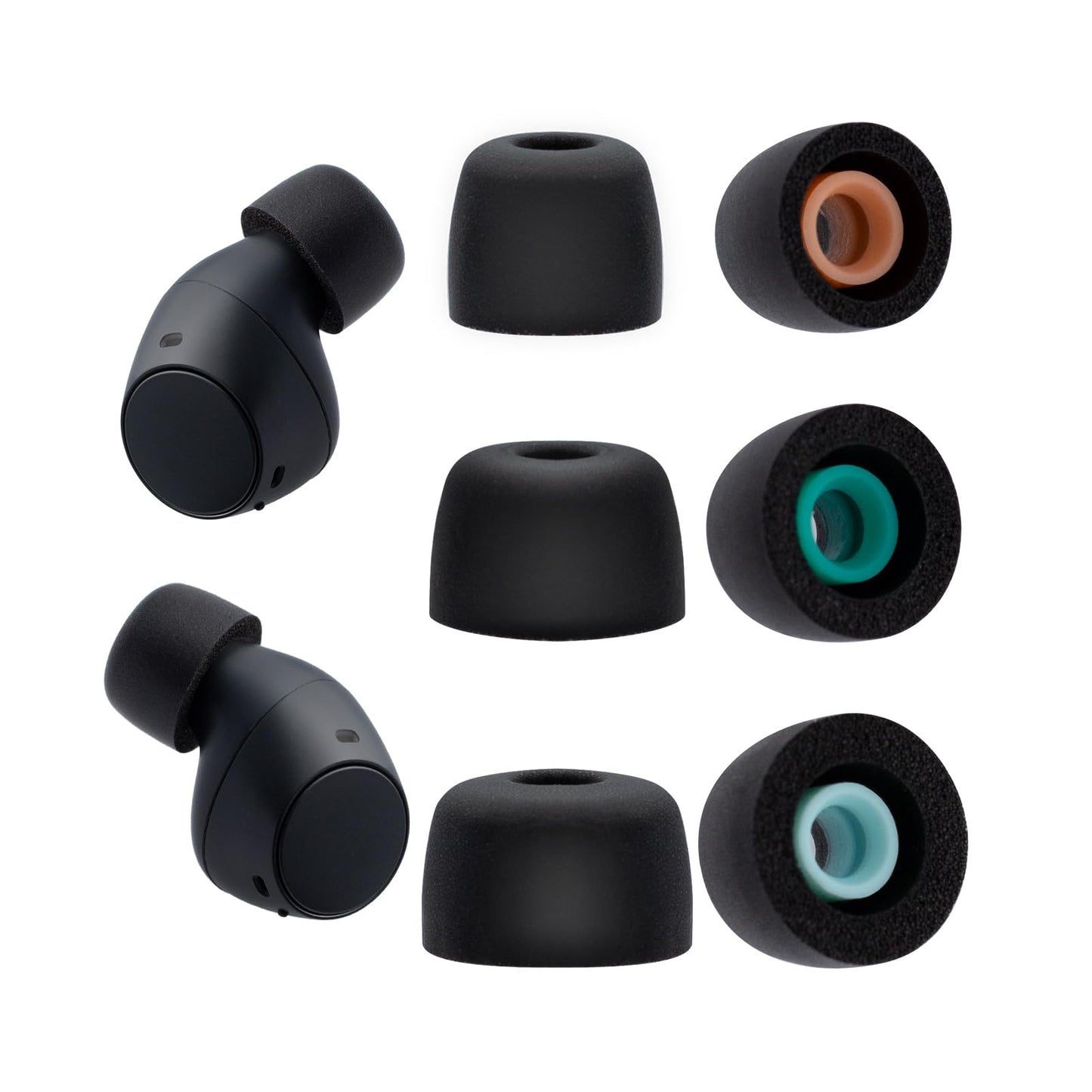 Klowcok Replacement Ear Tips for Sony WF-C700N / WF-C710N / WF-C510 / WF-C500 Wireless Earbuds, Memory Foam Eartips 3 Pairs (S/M/L) (Black)