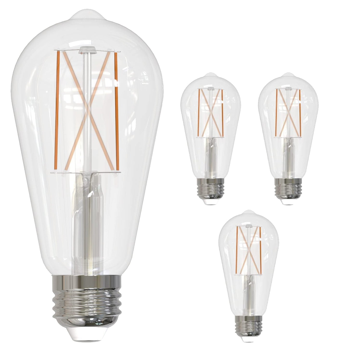 Bulbrite 8.5 Watt Dimmable Clear Filament ST18 / ST19 Medium (E26) LED Bulb - 850 Lumens, 3000K, and 90 CRI (4 Pack)