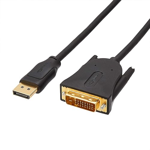 Amazon Basics 10-Pack DisplayPort to DVI Display, 1920x1080p, 1080@60Hz, Vinyl Cable, Gold-Plated Plugs, 6 feet, Black